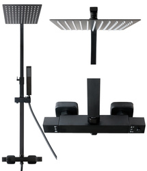 Zestaw prysznicowy czarny z termostatem natynkowy Indes ANGELO black