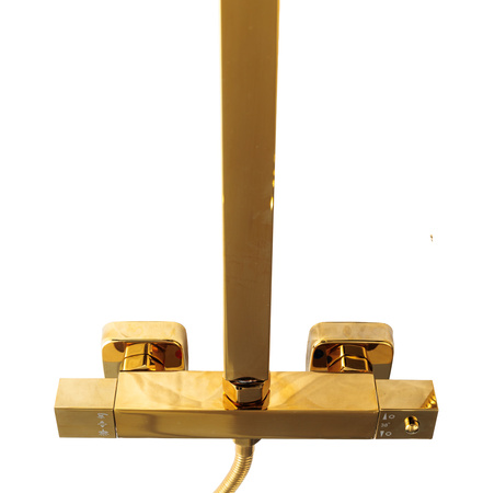 Zestaw prysznicowy z termostatem natynkowy Indes ANGELO złoty gold