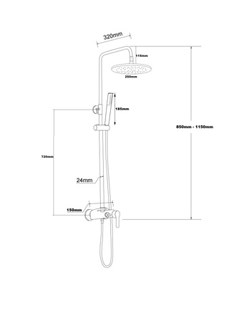 Złoty zestaw prysznicowy natynkowy ELENA Indes gold 