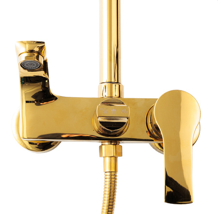 Złoty zestaw prysznicowy natynkowy ELENA Indes gold 