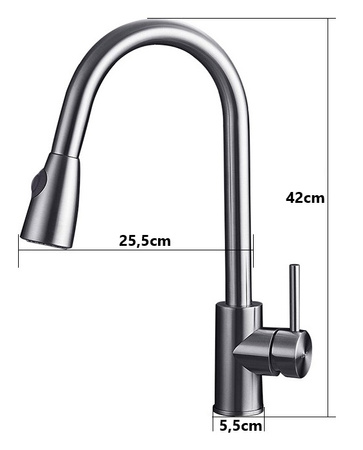 Srebrna bateria kuchenna kran Maro INOX