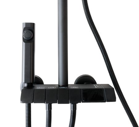 Zestaw prysznicowy LUKAS czarny mat 4-funkcyjny z wyświetlaczem temperatury