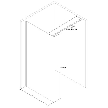 Ścianka Prysznicowa Walk-In 90, 100, 110, 120 cm – czarna, szkło 8 mm