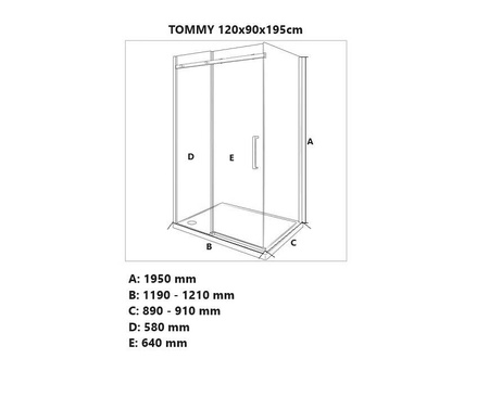 Czarna kabina prysznicowa Tommy IN-2020 szkło 8mm