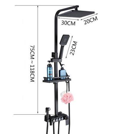 Czarny zestaw prysznicowy z termostatem IN81811