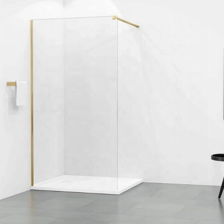 Ścianka Prysznicowa Walk-In 110, 120 cm – złota GOLD, szkło 8 mm