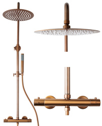 Zestaw prysznicowy miedziany z termostatem natynkowy Indes SOFIA miedź