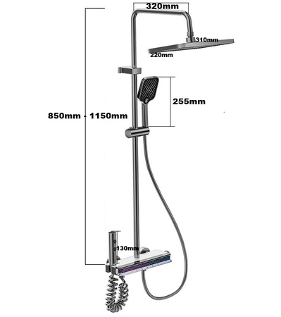 Zestaw prysznicowy natynkowy AUREL szary Indes Grey