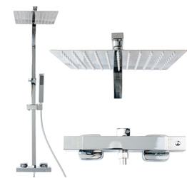 Zestaw prysznicowy z termostatem natynkowy Indes ANGELO srebrny chrome