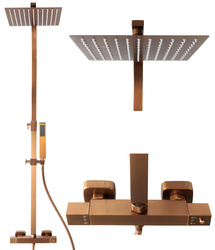 Zestaw prysznicowy z termostatem miedź szczotkowana natynkowy Indes ANGELO