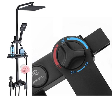 Czarny zestaw prysznicowy z termostatem IN81811