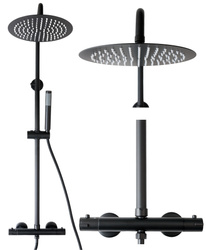 Zestaw prysznicowy z termostatem natynkowy Indes SOFIA czarny black