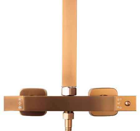 Zestaw prysznicowy z termostatem miedź szczotkowana natynkowy Indes ANGELO