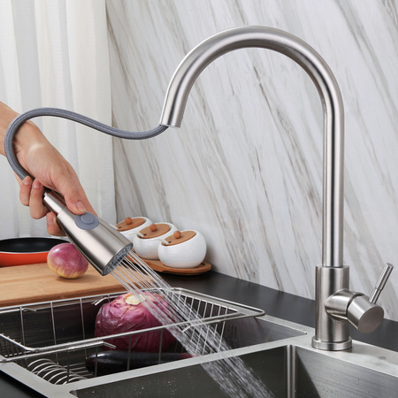 Srebrna bateria kuchenna kran Maro INOX