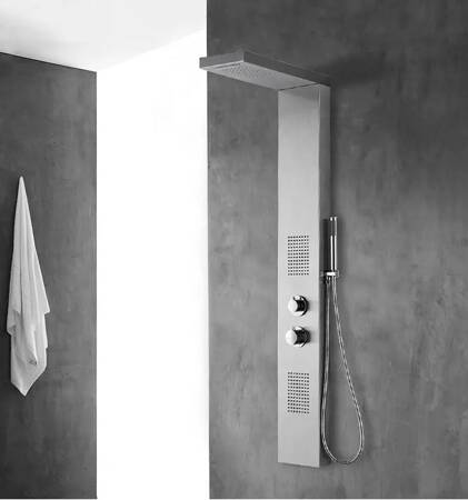 Srebrny matowy panel prysznicowy MAKO